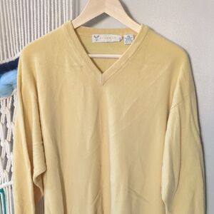 Braemar XL Cashmere Butter Yellow Pullover Sweater V Neck Long Sleeve Soft
